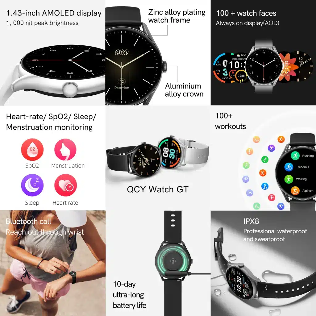 QCY Watch GT Smart Watch Retina AMOLED Display Price In Bangladesh