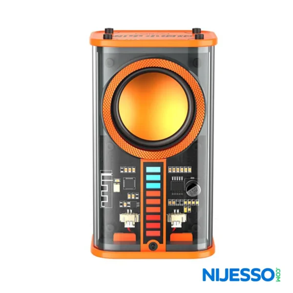 Mecha K07 Transparent Orange Color Speaker view front side with Nijesso Logo