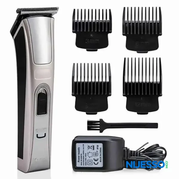 The Kemei KM-5017 Hair Clipper/Beard Trimmer is a reliable grooming companion with self-sharpening blades, adjustable trimming options, and water resistance. Available now at Nijesso Shop.