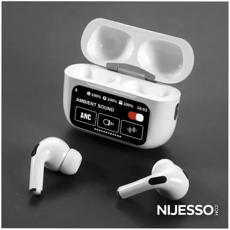 A9 Pro ANC Touch Screen Display Earbuds – White Color