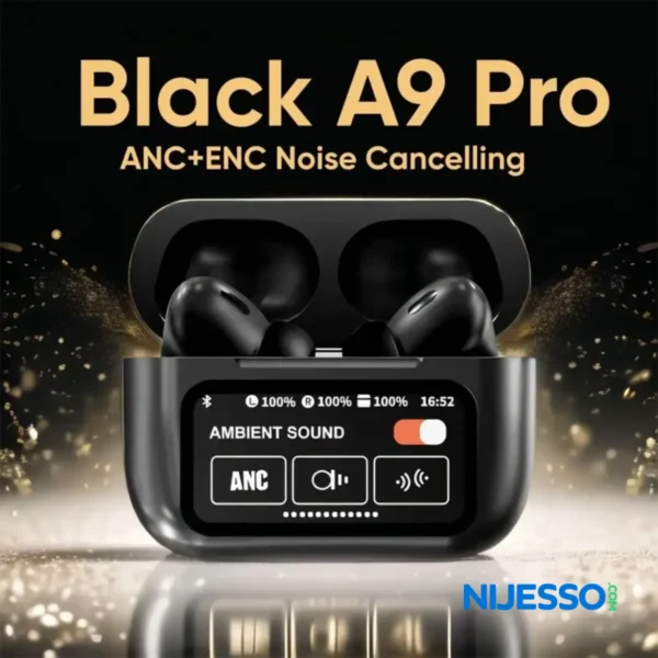 Shop the A9 Pro ANC Touch Screen Display Earbuds at the best price in Bangladesh on NIJESSO.COM. Enjoy premium sound, active noise cancellation, voice control, and customizable features.
