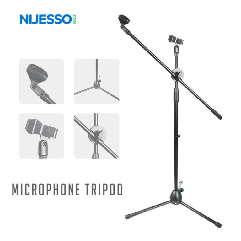 Microphone Floor Stand With Adjustable Two Microphone Holder (LW-38)